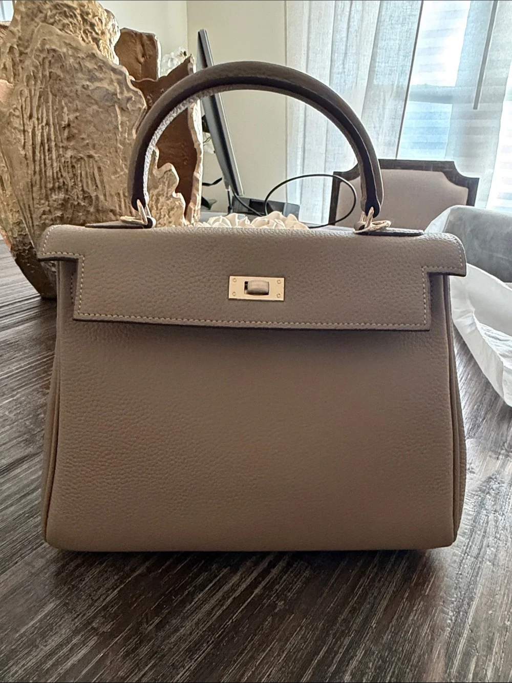Classic Top-Handle Women’s Bag in Taupe